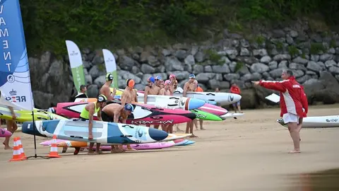 Prueba carrera con tabla competición de salvamento y socorrismo