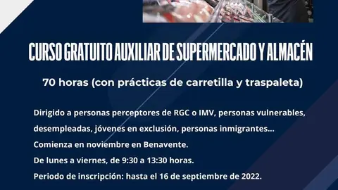 Cartel curso supermercado septiembre benavente 2022