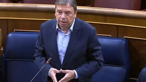 El ministro Planas durante su intervención en la Sesión de control al Gobierno en el Congreso de los Diputados.