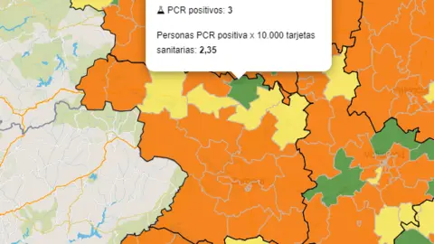Mapa ZBS casos activos a 7 días (16 de septiembre)