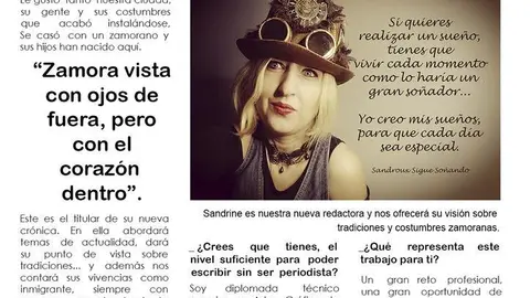 Sandrine envía su presentación como una noticia