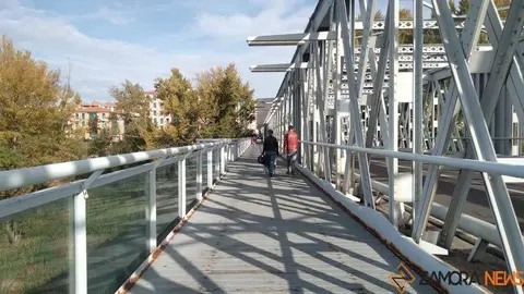 Viandantes por el Puente de Hierro