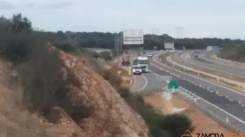 Obras en la salida 238 de la A-66