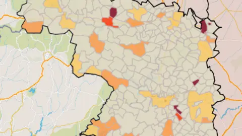 Mapa IA municipios a siete días (22 de noviembre)
