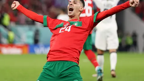 Marruecos celebra la vitoria ante Portugal que le lleva a disputar las semifinales del Mundial. Fotografía: FIFA