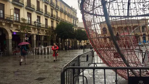 Lluvia en la Plaza Mayor