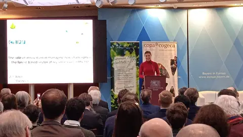 La directora de la Delegación Permanente de la Junta de Castilla y León en la Unión Europea, Clara San Damián durante la inauguración del seminario europeo sobre innovación forestal