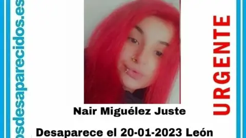 Nair Miguélez Juste, una menor de 14 años desaparecida en León el 20 de enero