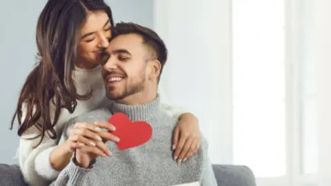 Pareja en San Valentín. Fotografía de archivo