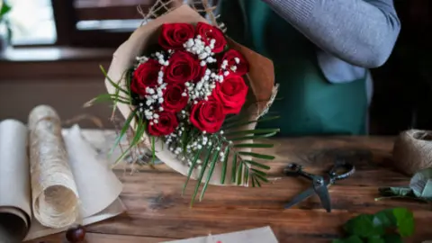 Ramos de rosas. Fotografía de archivo