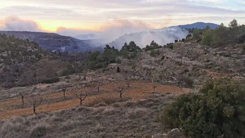 incendio entre las provincias de Castellón y Teruel. Fotografía: Gobierno de Aragón