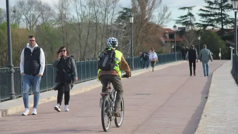 Paseantes por el Puente de Piedra