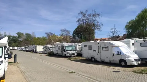 Parking de caravanas de Valorio. imagen de archivo