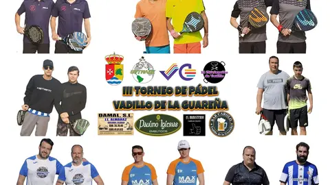 Cartel homenaje a todos los participantes del campeonato de pádel