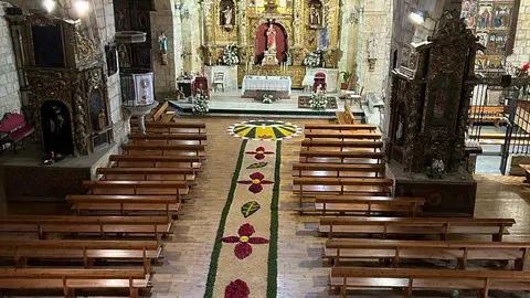 La alfombra floral diseñada por Pilar Fernández y Yolanda Muriel para la fiesta del Corpus en El Perdigón. Fotografía: CEDIDA