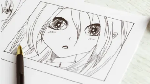 Dibujo manga. Fotografía de archivo