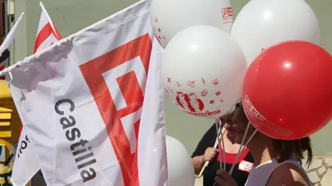 Bandera CCOO durante el pasado 1 de Mayo