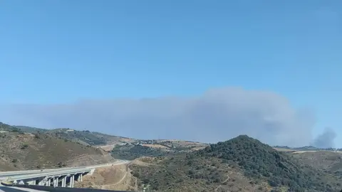Columna de humo del incendio de Argozelo