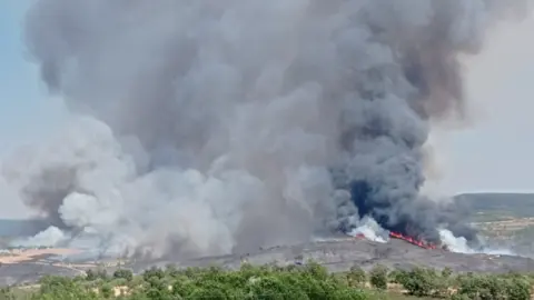 Fuego declarado en Argozelo, Portugal