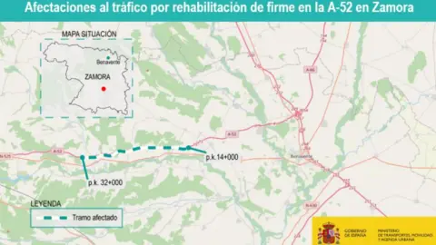 situación del corte de la A-52