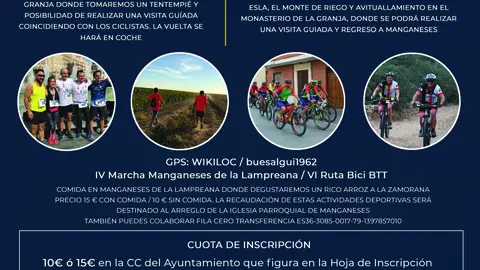 Cartel ruta en bici BTT y andando Manganeses de la Lampreana