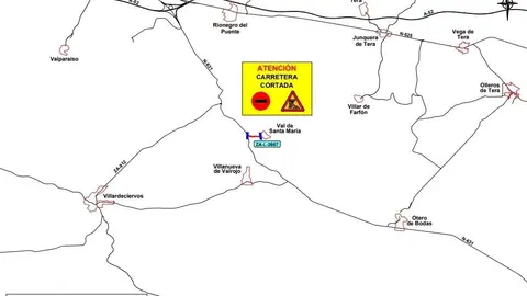 Corte de carretera de acceso a Val de Santa María