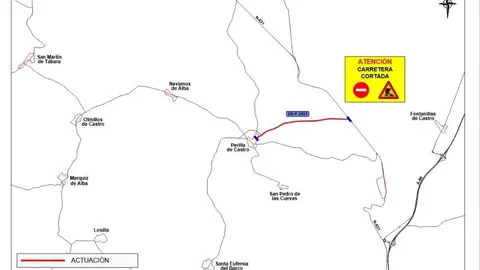 Mapa carretera cortada perilla de castro