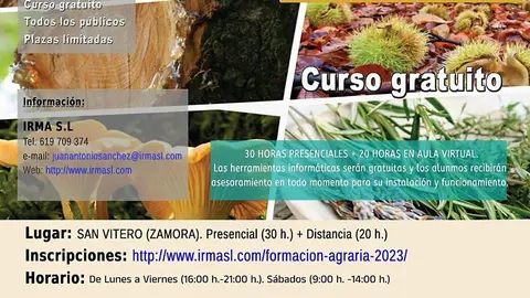 cartel curso San Vitero organiza un curso de formación mixta de "aprovechamiento sostenible de productos forestales no madereros"
