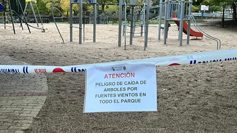 Cierre de un parque en Zamora por el temporal