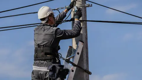 Instalación fibra. Fotografía de archivo
