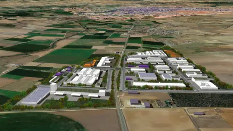 Plano de modelización del futuro polígono de Monfarracinos