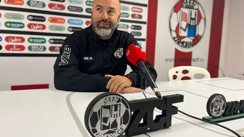 David Movilla, antes del partido ante el Marino de Luanco