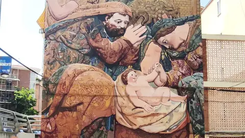 Mural "La Natividad" de Carlos Adeva en la sede de la Agrupación Belenista La Morana