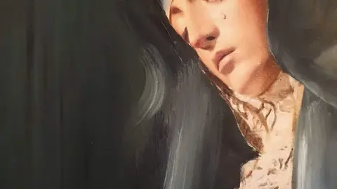 La reproducción de la Soledad realizado por la pintora zamorana Eva María Lobato en base a la fotografía tomada por Francisco González