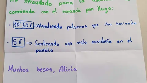 Nota de Alicia en la sede de la asociación zamorana