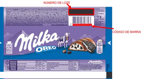 MILKA 37G OREO CHOCO_Indicaciones Lote y Código de Barras