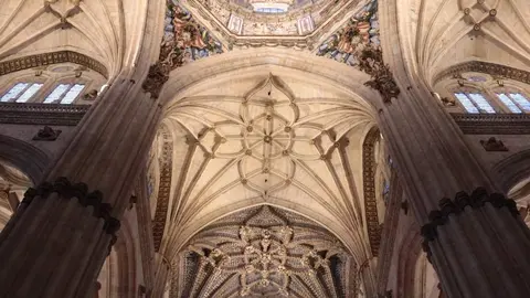2019-04-05.- Nueva iluminación ornamemntal interior de la Catedral Nueva (Salamanca)