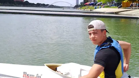 El palista infantil del Fluvial de Villaralbo, Sergio Carrillo Hidalgo