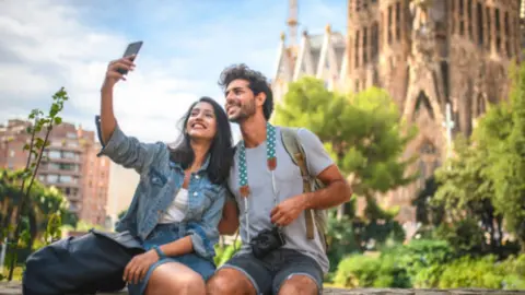 Turistas en Barcelona. Imagen de archivo