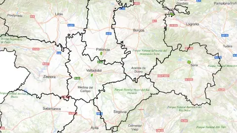 mapa de zonas de esparcimiento en CyL