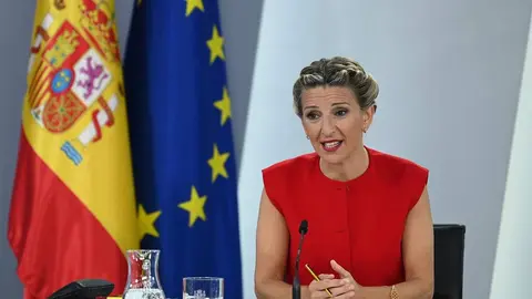 La vicepresidenta segunda y ministra de Trabajo y Econom&iacute;a Social, Yolanda D&iacute;az, durante la rueda de prensa posterior al Consejo de Ministros