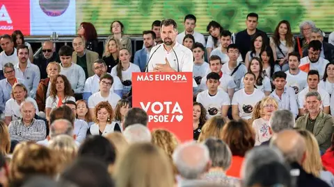 Luis Tudanca durante el acto de campaña del PSOE de Castilla y León celebrado en Valladolid. Fotografía: PSOECYL
