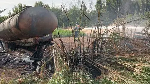 cuba de purín incendio