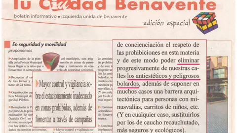 Recorte periódico Bolardos Benavente