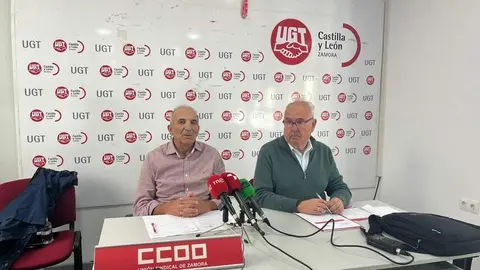 secretarios generales provinciales de las uniones de jubilados y pensionistas de CCOO y UGT en Zamora. imagen de archivo