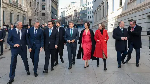 Mañueco junto con los líderes del PP