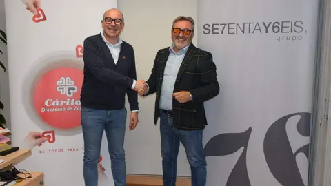 grupo SE7ENTAY6EIS y Cáritas