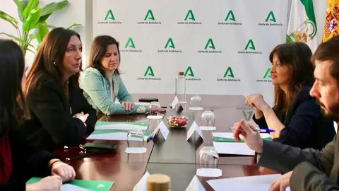 La ministra de Juventud e Infancia, Sira Rego, durante la reunión con consejera de Inclusión Social, Juventud, Familias e Igualdad de la Junta de Andalucía, Loles López