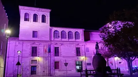 luz morada en el edificio de la Diputación de Zamora