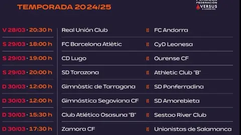 Horario, Zamora CF
